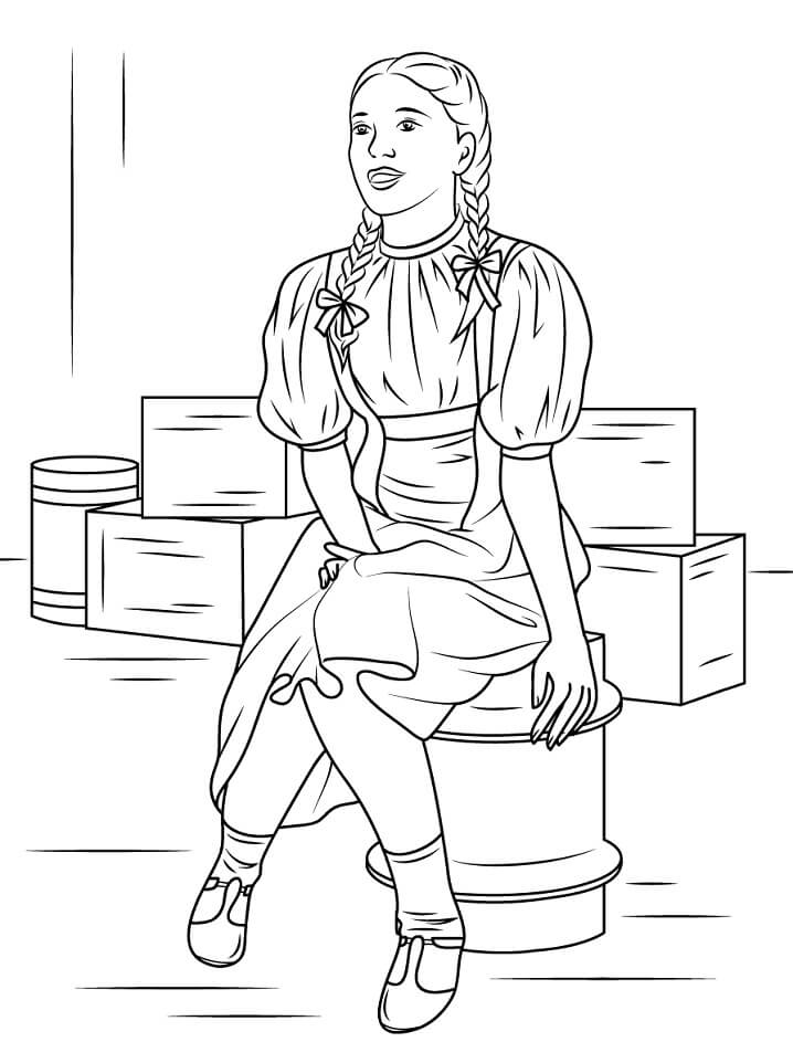 Dibujo de Dorothy Gale Sentada para Colorear y Imprimir