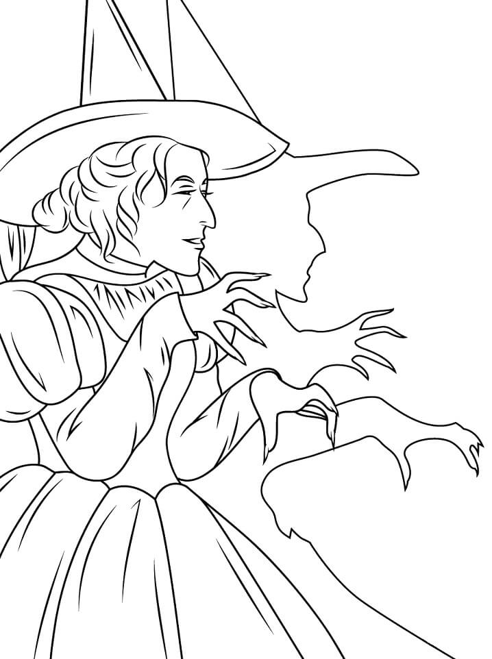 Dibujo de Mago de Oz Malvada Bruja para Colorear y Imprimir