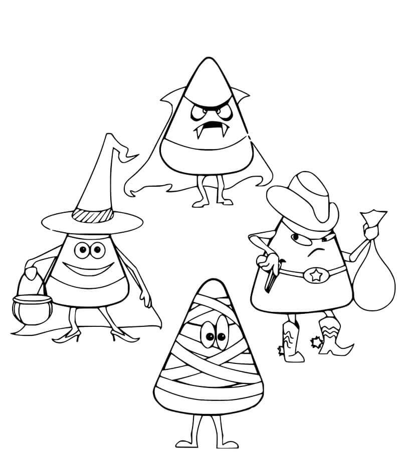 dibujo maiz de caramelo de halloween para colorear