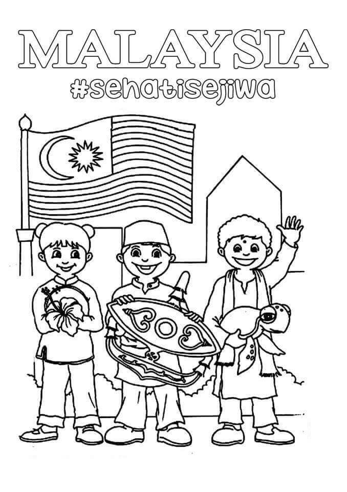 Dibujo de Estudiante Malasio para Colorear y Imprimir