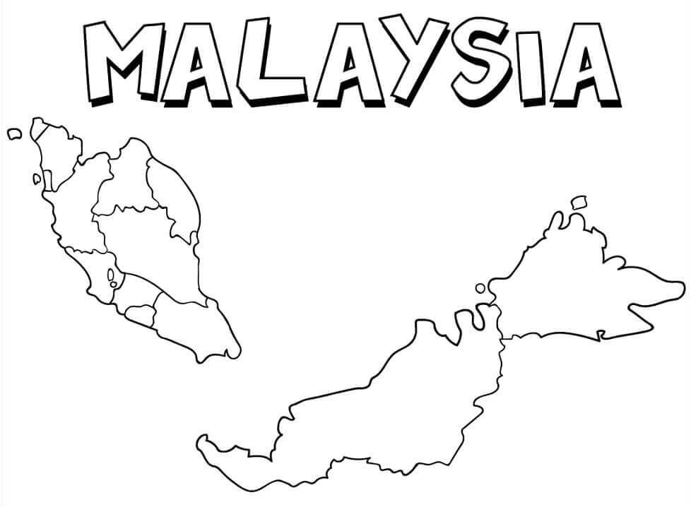 Dibujo de Mapa de Malasia 1 para Colorear y Imprimir