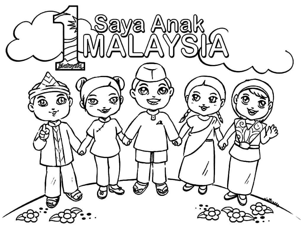 Dibujo de Niños Malasios para Colorear y Imprimir