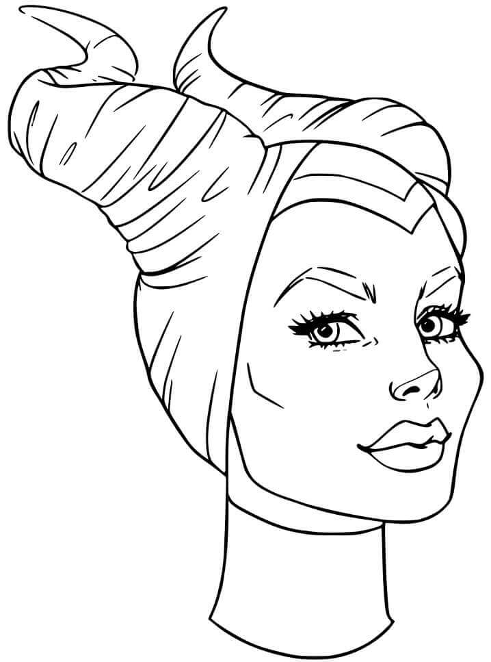 Dibujo de Cara de Maléfica para Colorear y Imprimir
