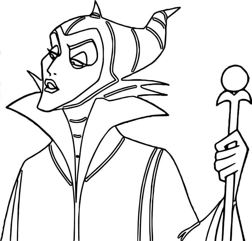 Dibujo de Diversión Con Cara de Maléfica para Colorear y Imprimir