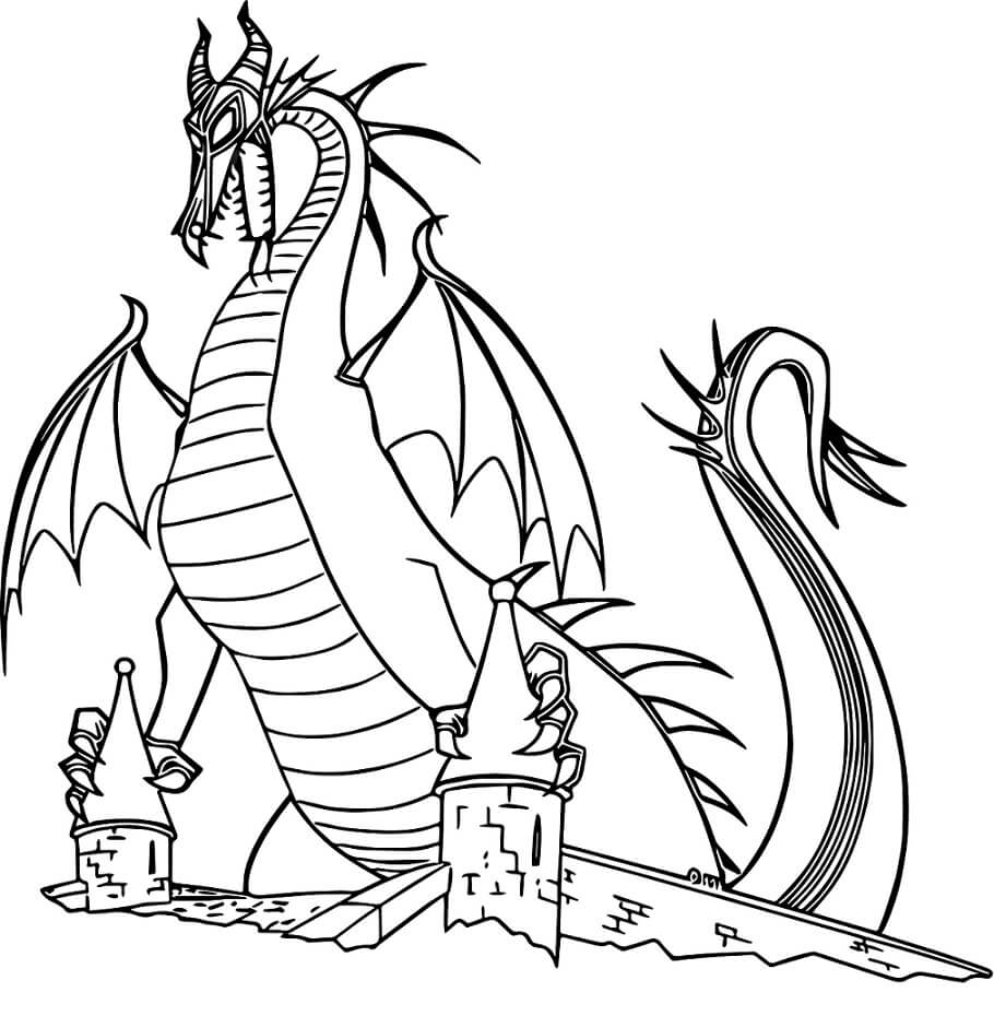 Dibujo de Dragón Malvado para Colorear y Imprimir