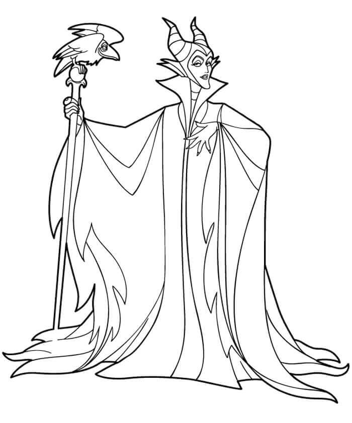 Dibujo de Maléfica de Dibujos Animados para Colorear y Imprimir