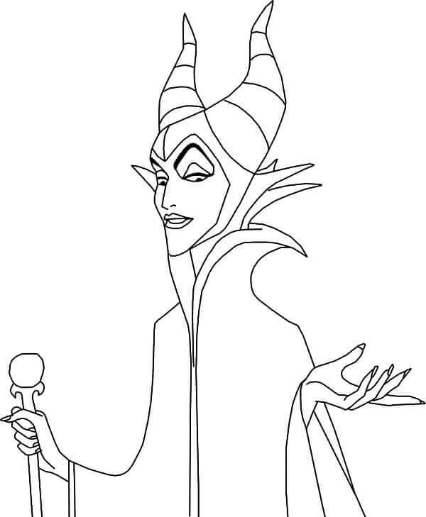 Dibujo de Maléfica En Dibujos Animados para Colorear y Imprimir
