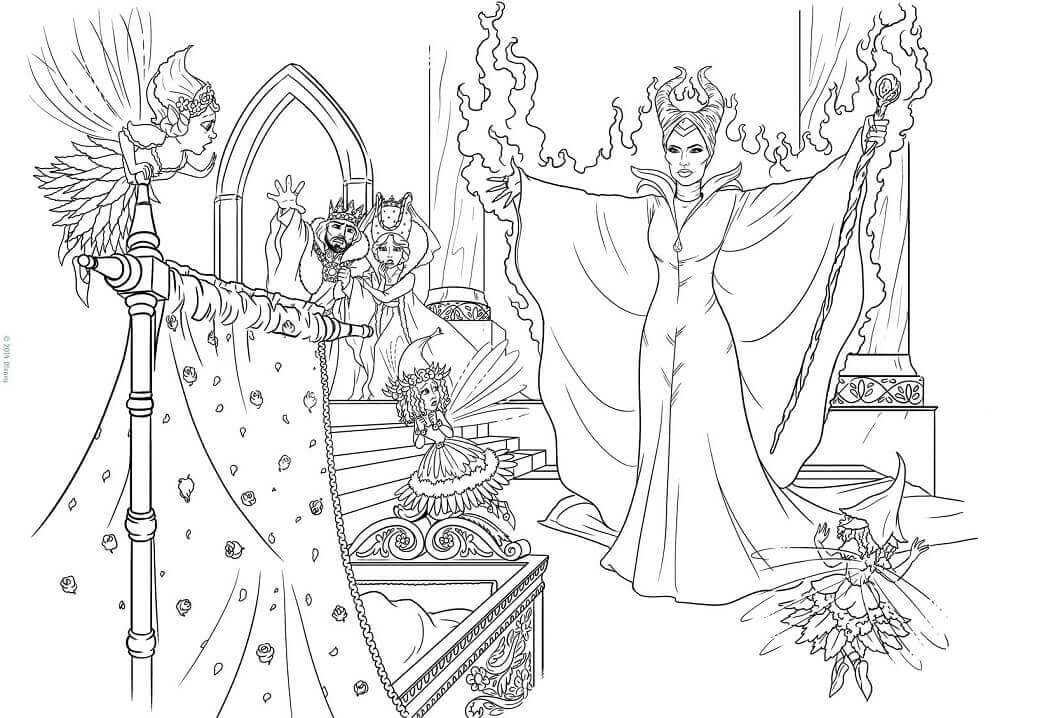 Dibujo de Maléfica Maldiciones Aurora para Colorear y Imprimir