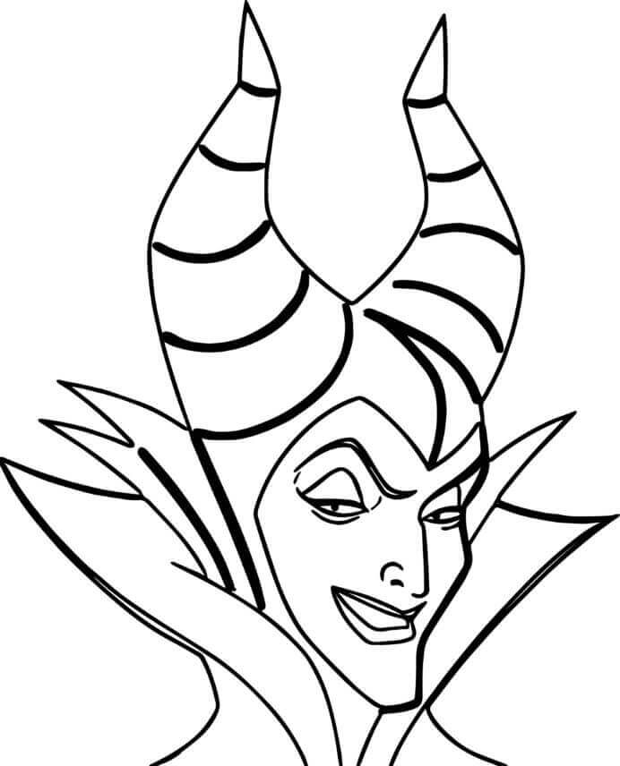 Dibujo de Maléfica Maléfica Sonriendo para Colorear y Imprimir