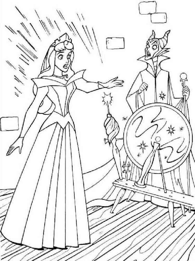 Dibujo de Maléfica y Aurora para Colorear y Imprimir