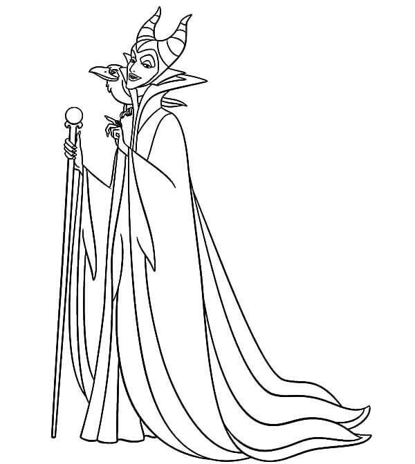 Dibujo de Malvado Caricatura Maléfica para Colorear y Imprimir