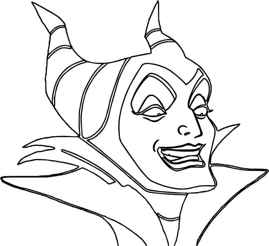 Dibujo de Sonrisa Malvada de Maléfica para Colorear y Imprimir