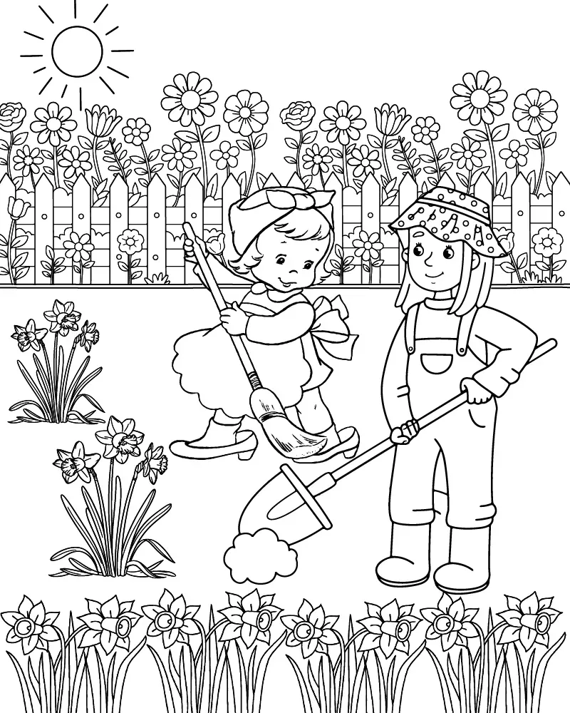 Dibujo de Imgi 14 Mom And Daughter Gardeningpng para Colorear y Imprimir
