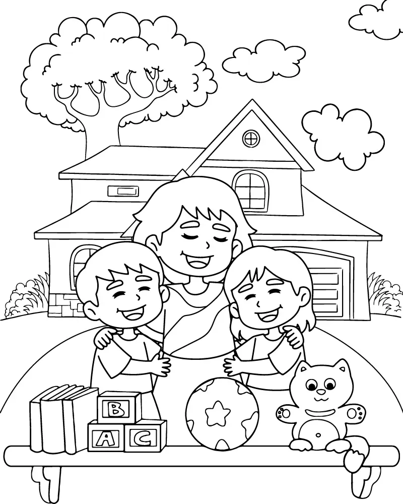 Dibujo de Imgi 16 Mom And Daughter Holidaypng para Colorear y Imprimir