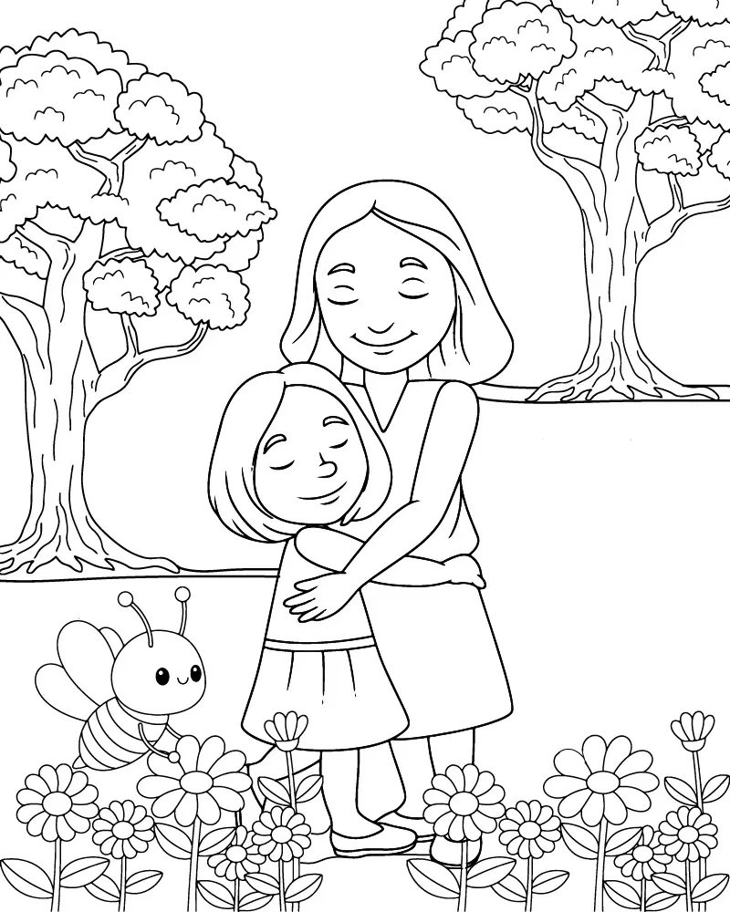 Dibujo de Imgi 17 Mom And Daughter Huggingpng para Colorear y Imprimir