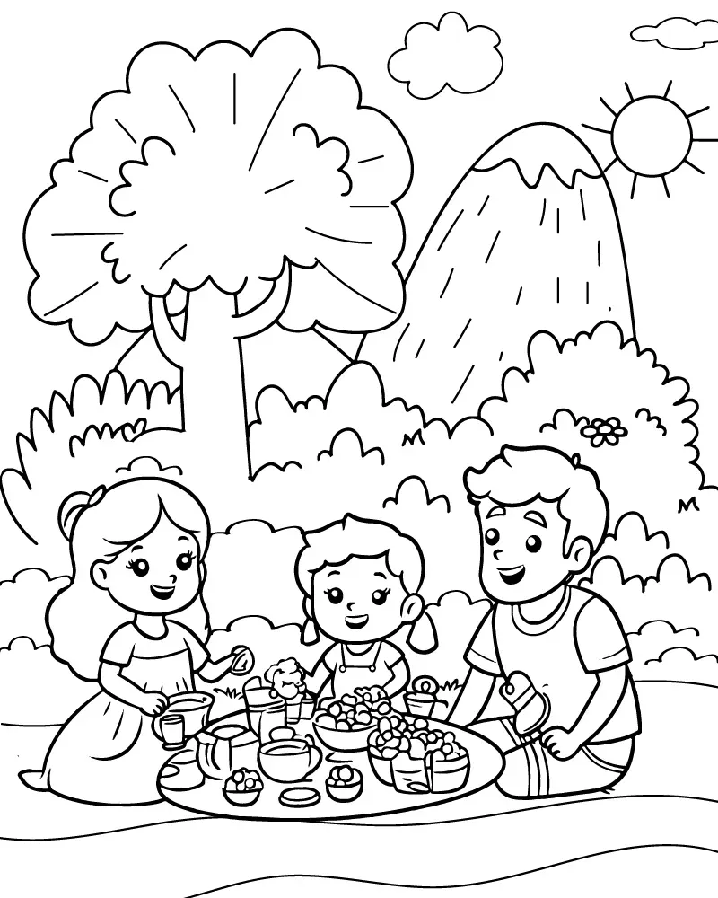 Dibujo de Imgi 18 Mom And Daughter Picnicpng para Colorear y Imprimir