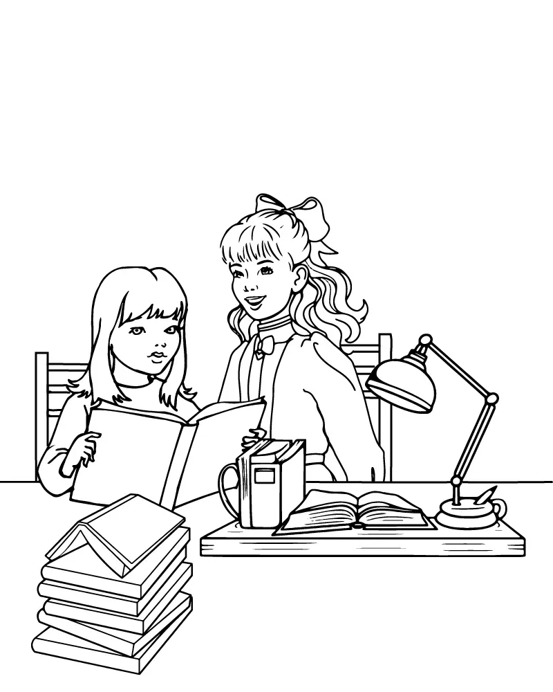 Dibujo de Imgi 20 Mom And Daughter Readingpng para Colorear y Imprimir