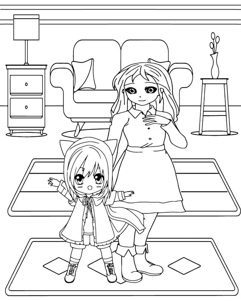 Dibujo de Imgi 7 Mom And Daughter Animepng para Colorear y Imprimir