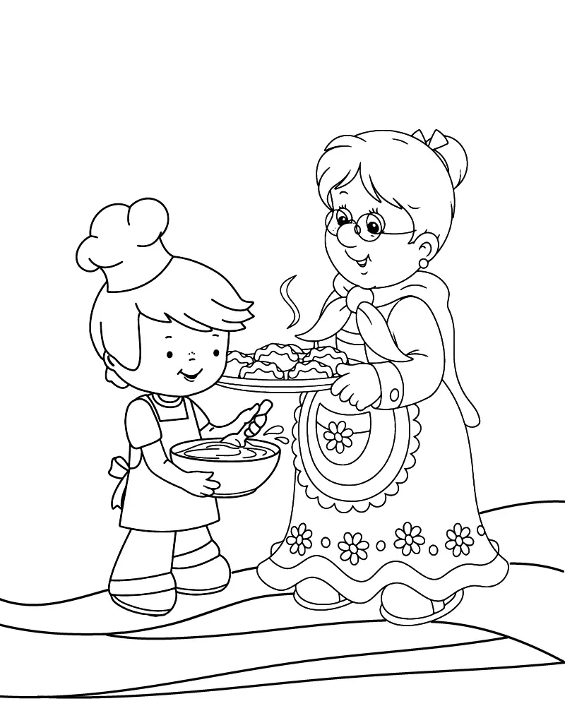 Mamá e Hija para Colorear