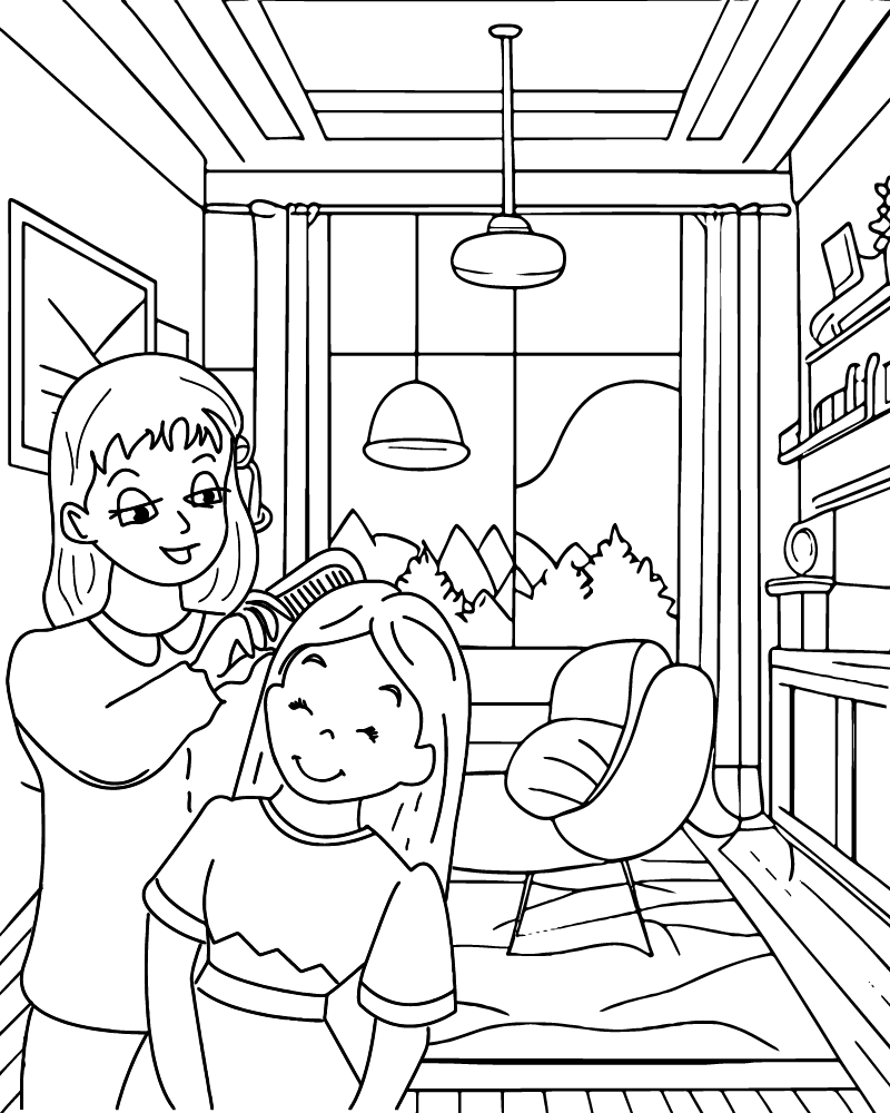 Dibujo de Daughter And Mom Coloring Page para Colorear y Imprimir