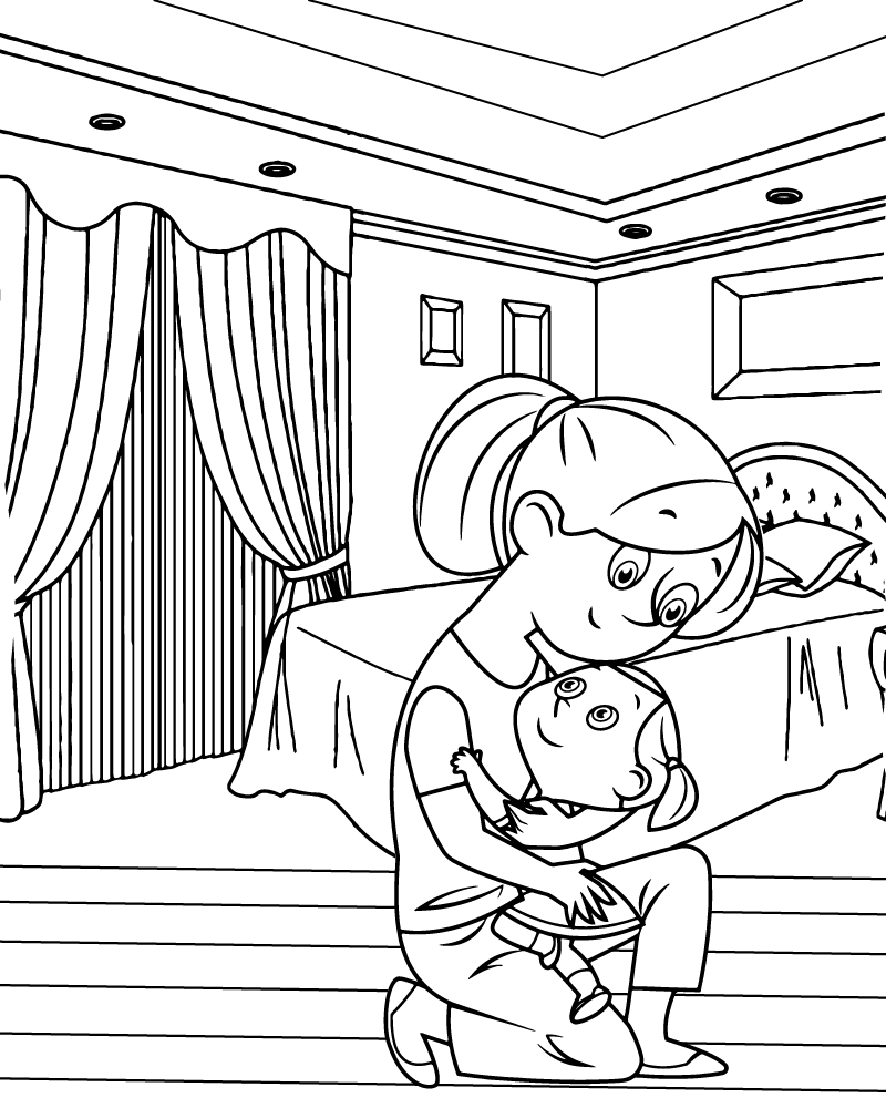 Dibujo de Mom Carrying Baby Coloring Page para Colorear y Imprimir