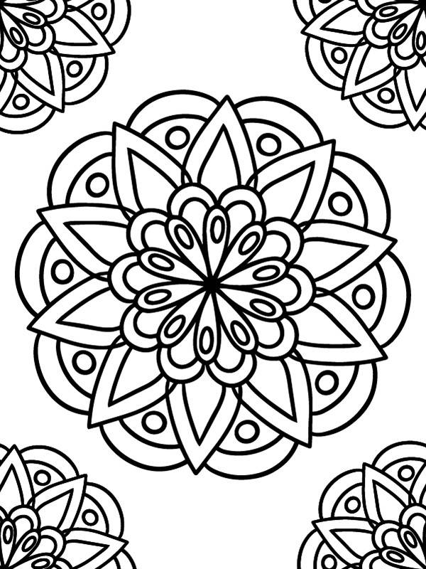 Dibujo de Black Outline Flower Mándala Coloring Pages For Kids para Colorear y Imprimir