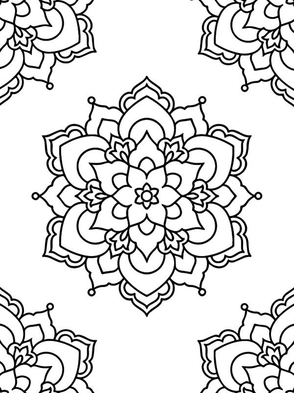 Dibujo de Elegant Simple Mándala Flower Design For Kids Coloring Pages para Colorear y Imprimir