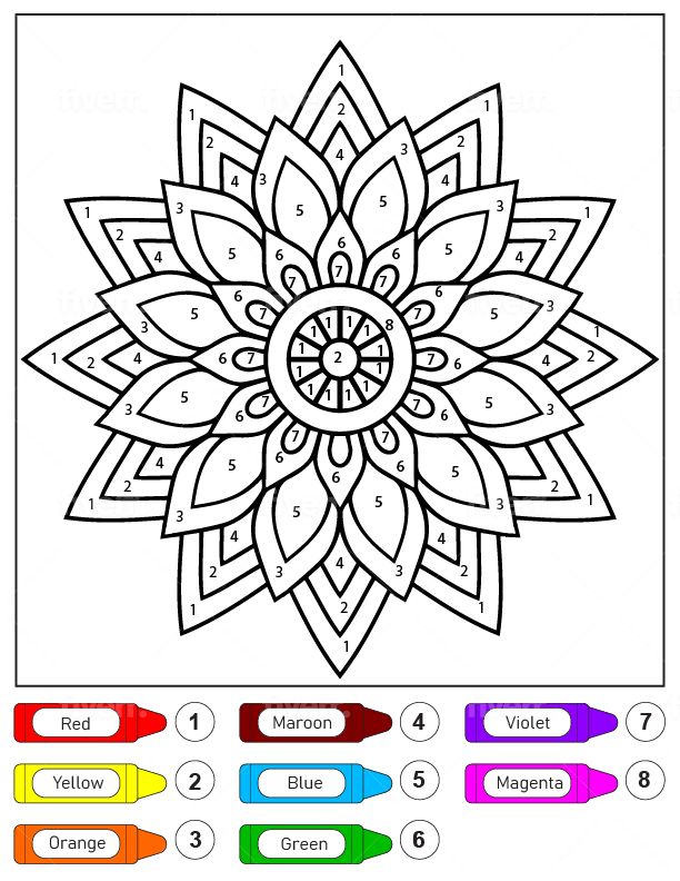 Mandalas para Niños para Colorear por Números para Colorear