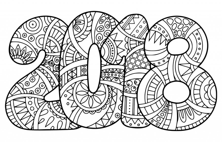 Dibujo de Año 2018 Mandalas para Colorear y Imprimir