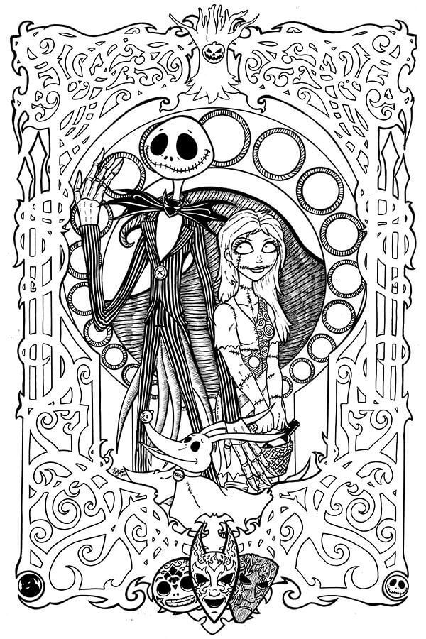 Dibujo de Espantapájaros Espeluznante 1 para Colorear y Imprimir