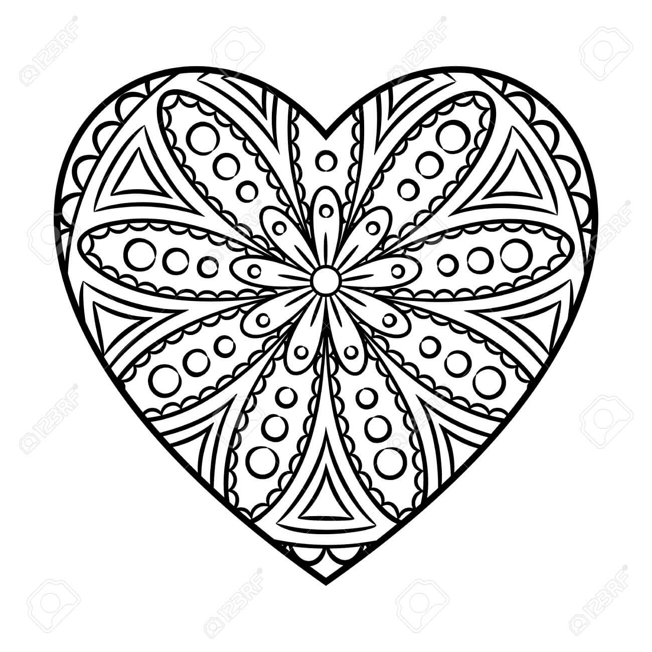 Dibujo de Mándala de Corazón para Colorear y Imprimir
