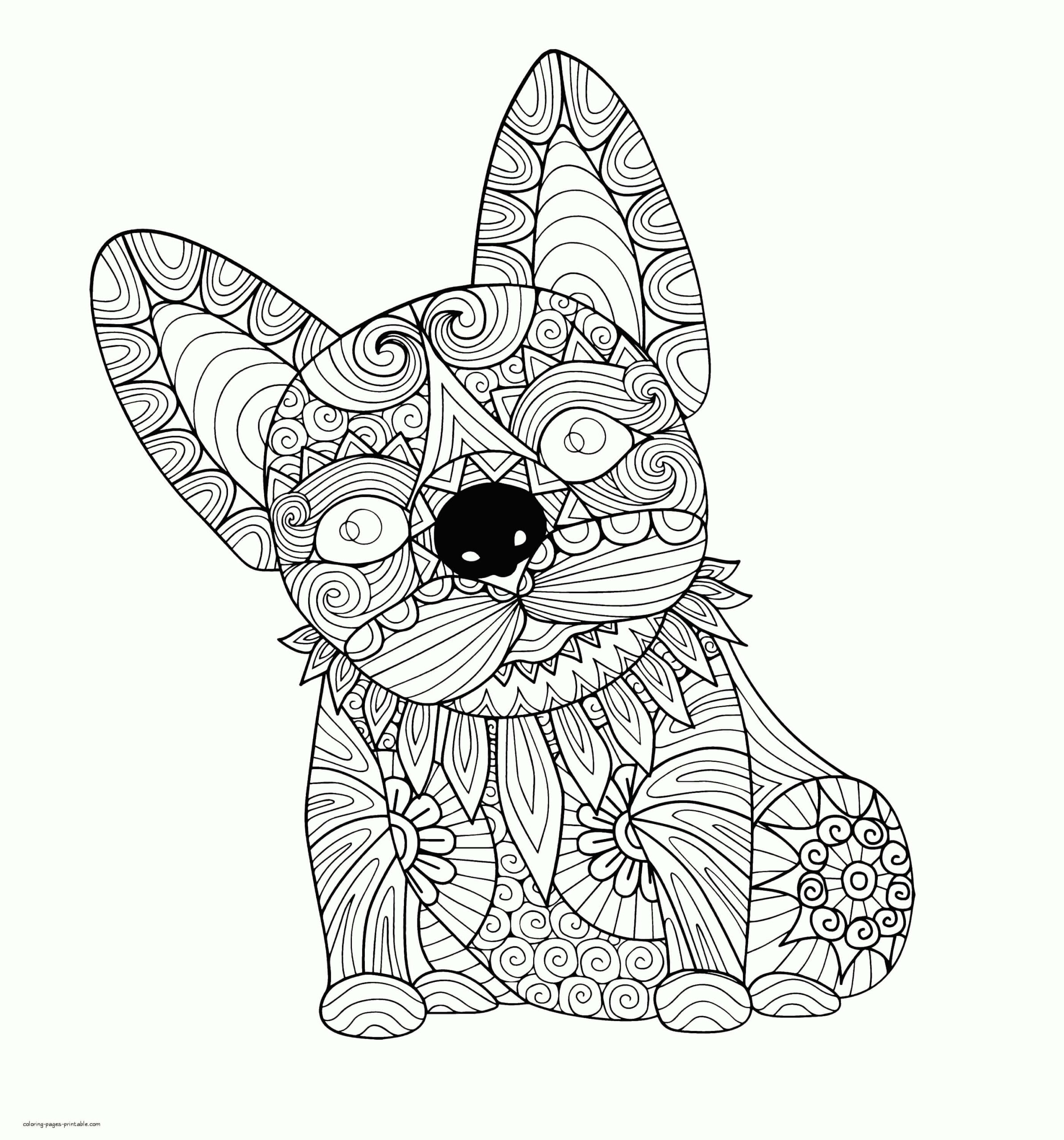Dibujo de Mándala de Perro Scaled para Colorear y Imprimir