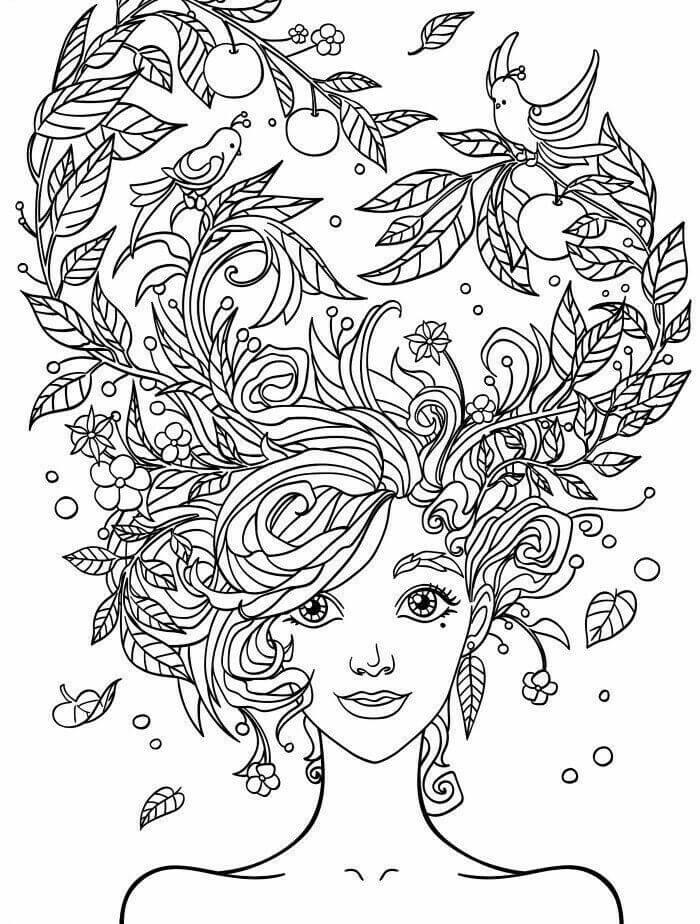 Dibujo de Mándala Gran Cabello para Colorear y Imprimir