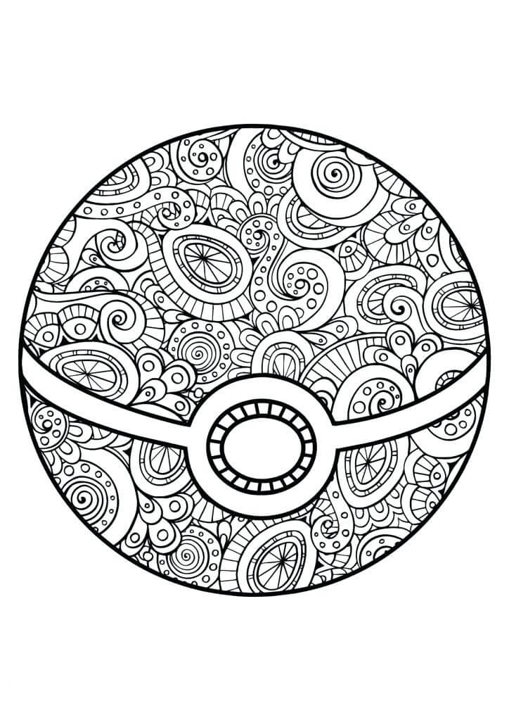 Dibujo de Mándala Hermosa Pokebola para Colorear y Imprimir