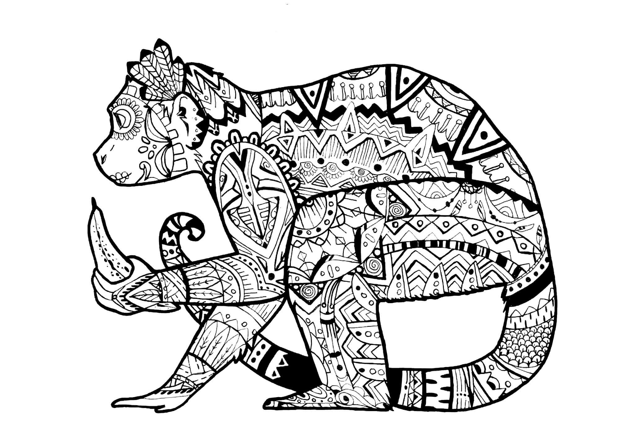 Dibujo de Mándala Mono Sosteniendo Plátano para Colorear y Imprimir