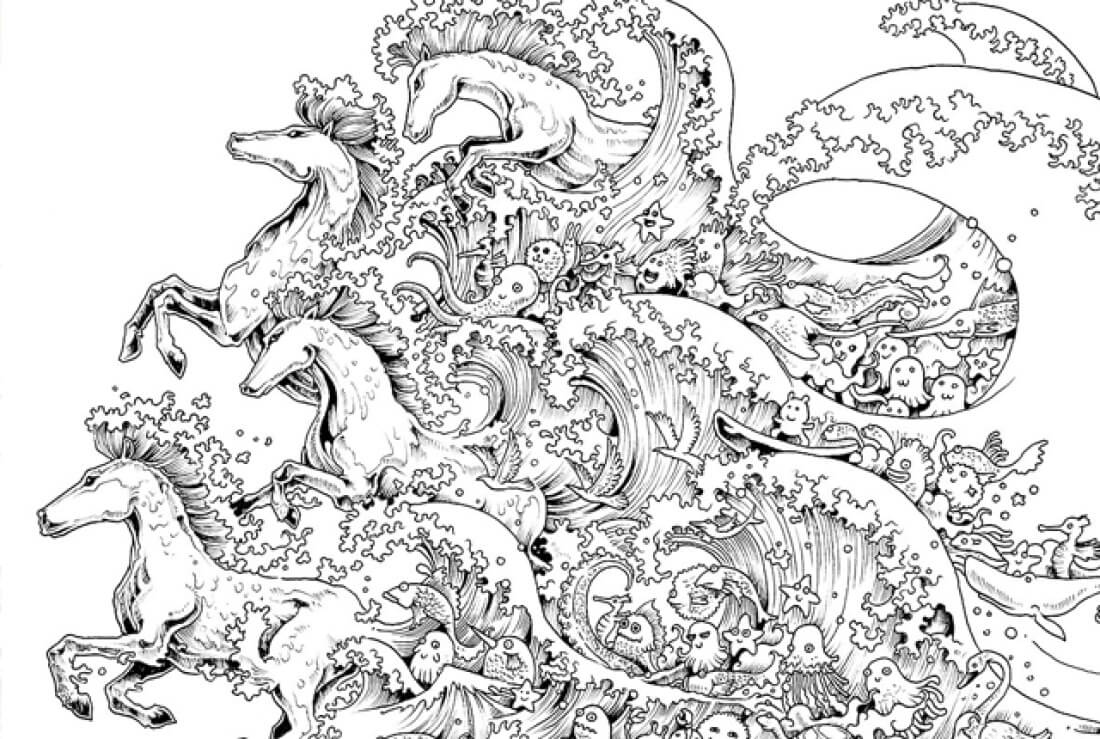 Dibujo de Mandalas Caballos Corriendo para Colorear y Imprimir