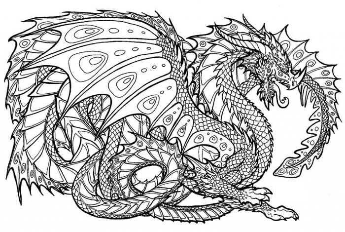 Dibujo de Mandalas Monstruo Dragón para Colorear y Imprimir