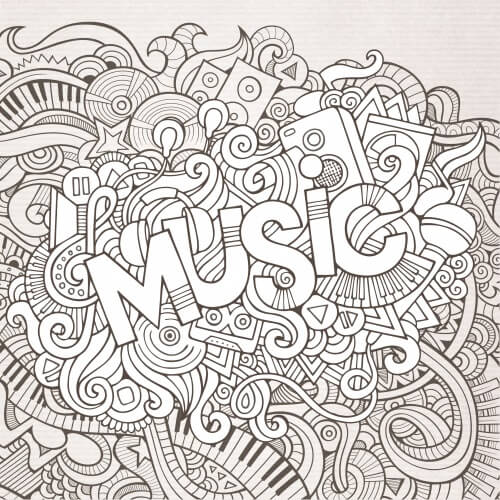 Dibujo de Música Mándala para Colorear y Imprimir