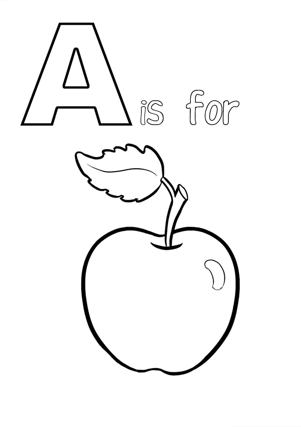 dibujo a es por una manzana para colorear