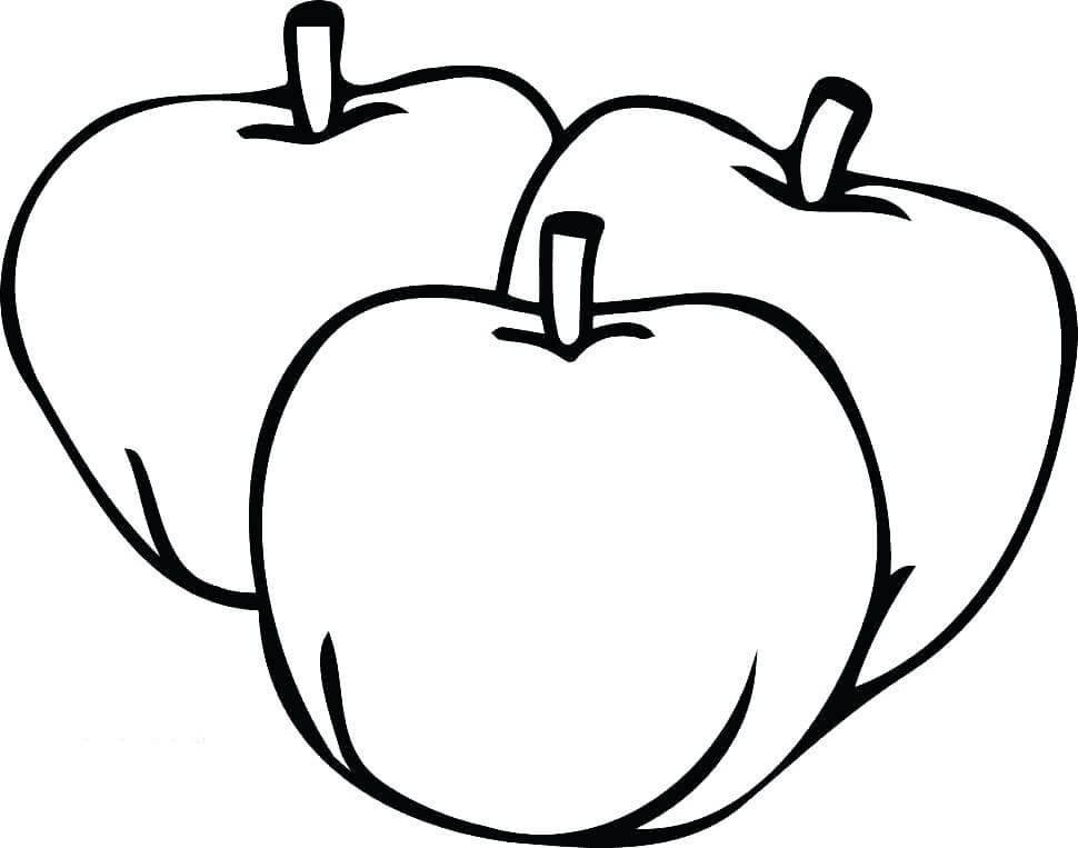 dibujo dibujo de tres manzanas para colorear