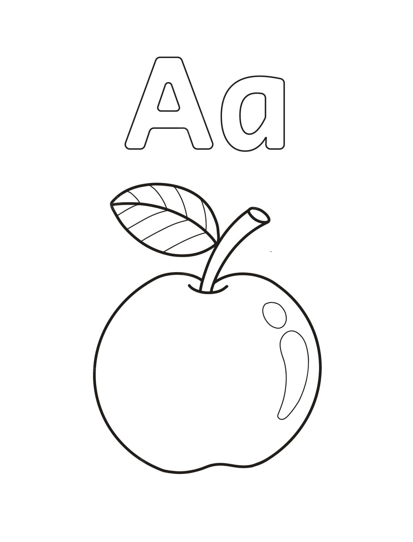 dibujo letra a y manzana para colorear