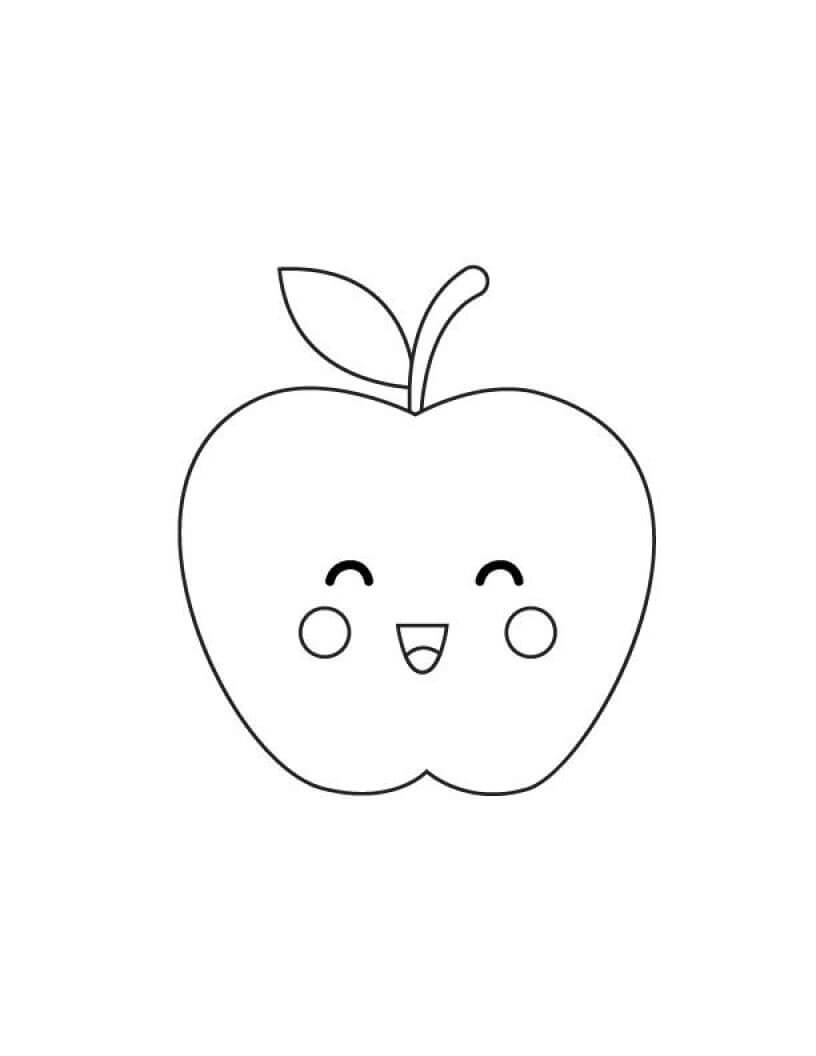 dibujo manzana divertida linda para colorear