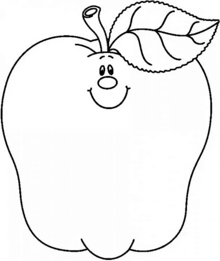 dibujo manzana sonriente linda para colorear
