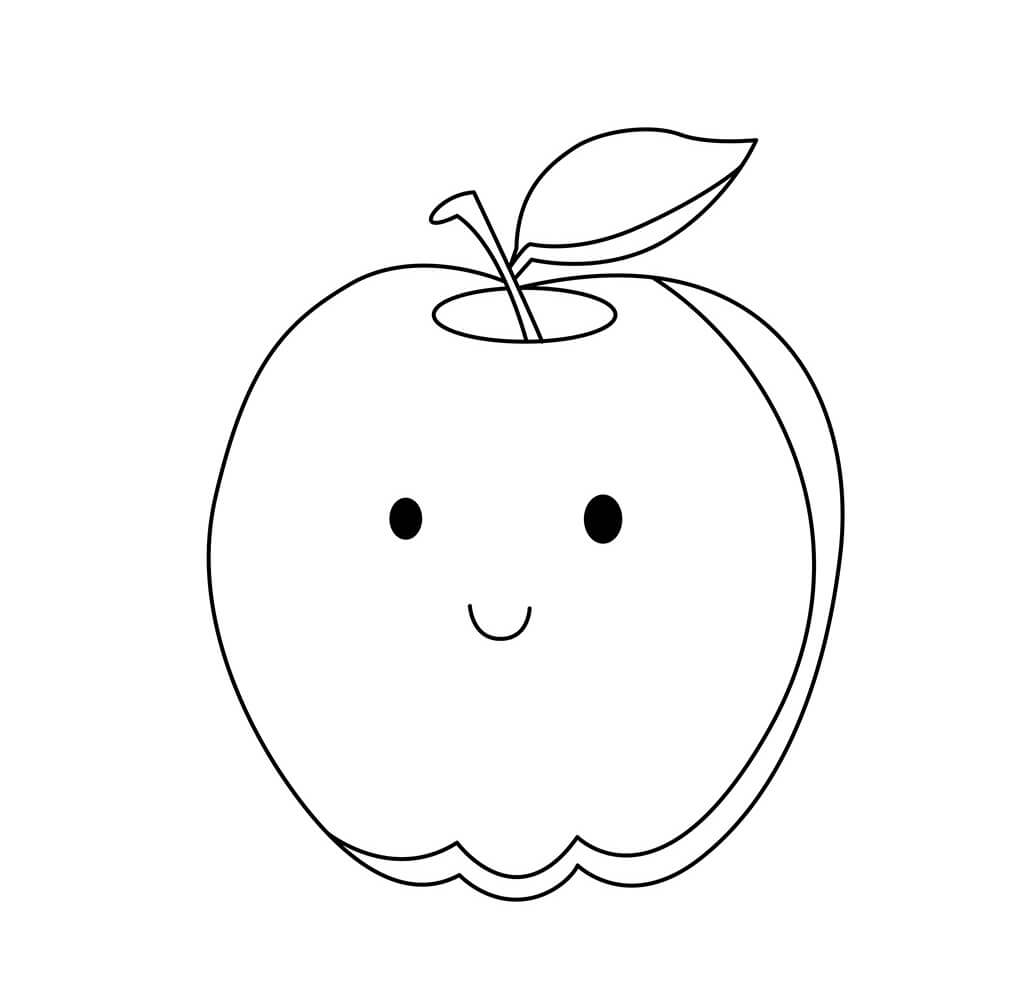 dibujo manzana sonriente para colorear