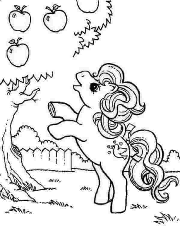 dibujo pequeno pony con manzano para colorear
