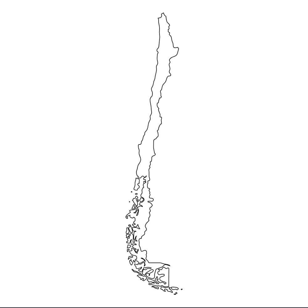 Dibujo de Mapa de Chile Esquema para Colorear para Colorear y Imprimir