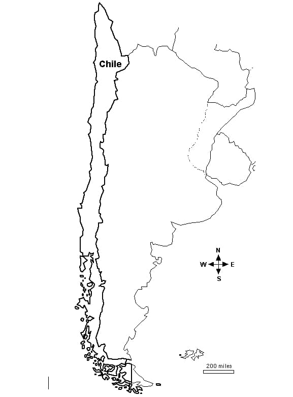 Dibujo de Mapa de Chile Imagen para Colorear para Colorear y Imprimir