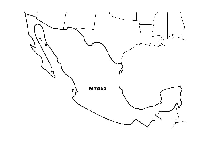 Dibujo de Mapa de Mexico Esquema Hd para Colorear para Colorear y Imprimir