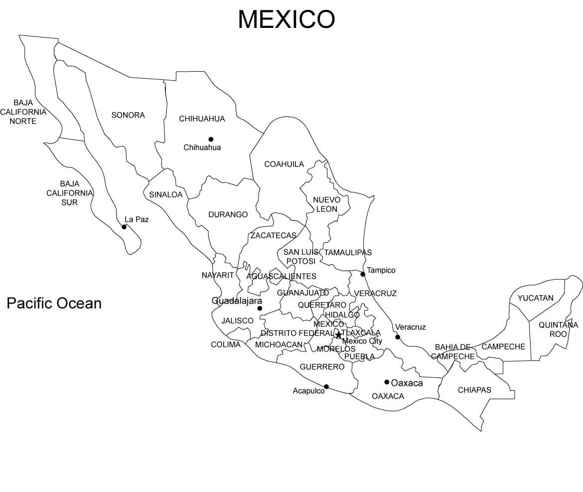 Dibujo de Mapa de Mexico Gratis para Colorear 1 para Colorear y Imprimir