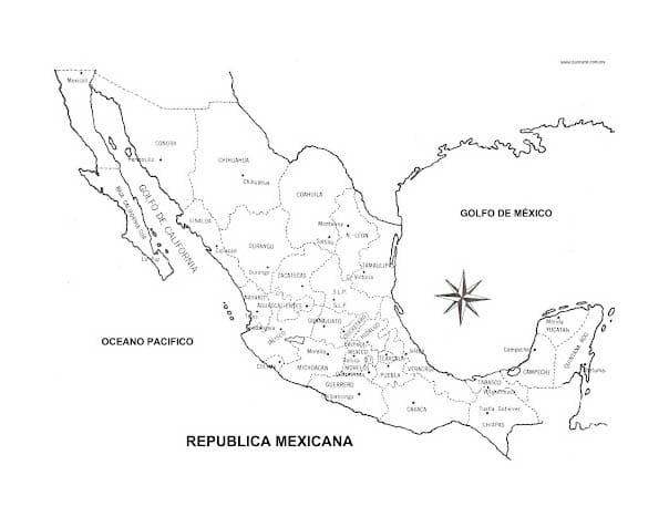 Dibujo de Mapa de Mexico Gratis para Estudiantes para Colorear para Colorear y Imprimir